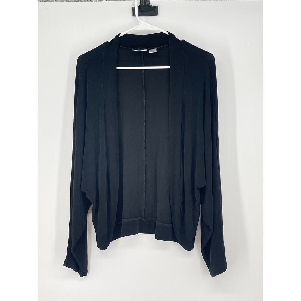 Black Open-Front Women's Crew/Scoop Neck Cardigan